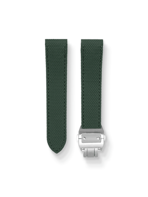 Canvas Pattern FKM Rubber Strap in Green for Cartier Santos 100