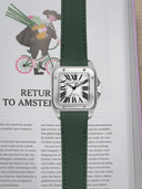 Canvas Pattern FKM Rubber Strap in Green for Cartier Santos 100