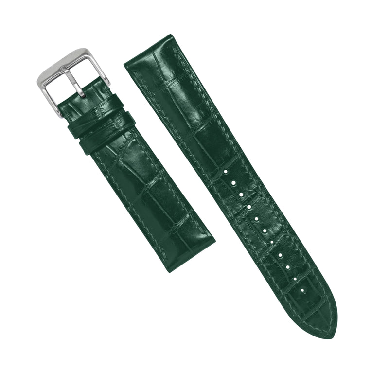 MTO Crocodile Leather Watch Strap in Green (Non-Glossy)