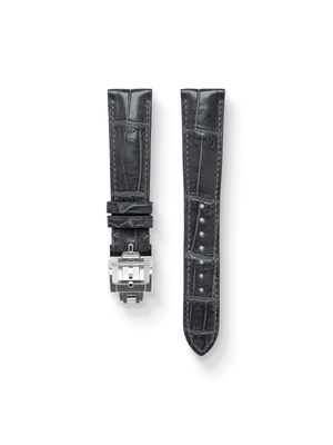 MTO Crocodile Leather Strap in Grey (Semi-Glossy) with Spring Deployant Clasp