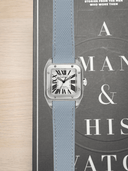 Canvas Pattern FKM Rubber Strap in Grey for Cartier Santos 100