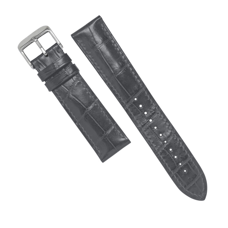 MTO Crocodile Leather Watch Strap in Grey (Non-Glossy)