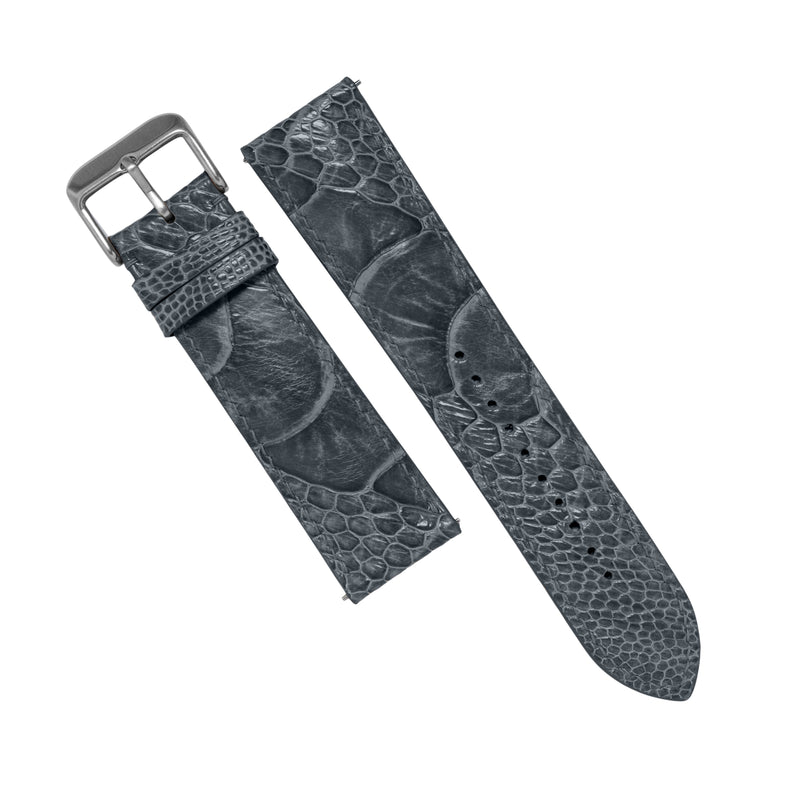 MTO Ostrich Leather Watch Strap in Grey