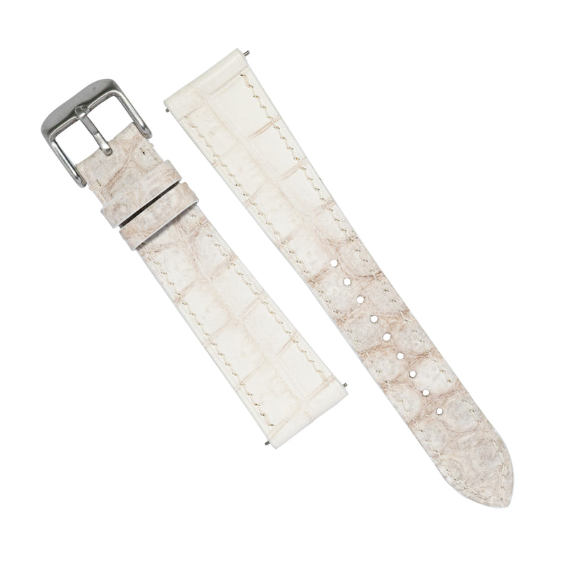 MTO Crocodile Leather Watch Strap in Himalaya (Non-Glossy)