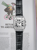 MTO Crocodile Leather Strap in Marine (Semi-Glossy) for Cartier Santos 100