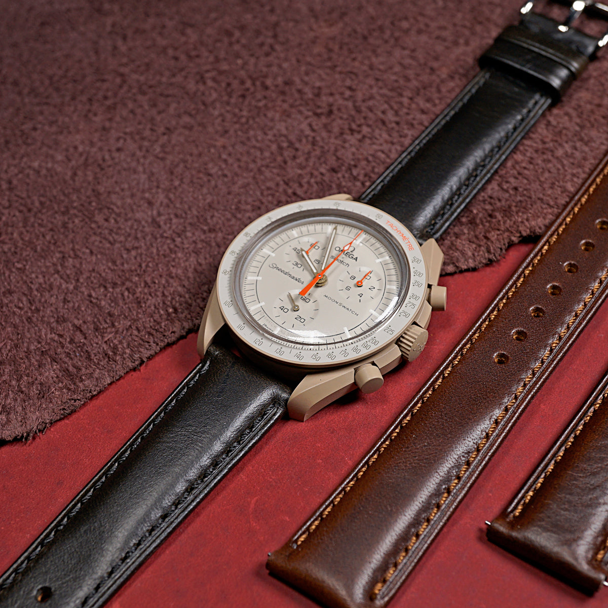 M3 Smooth Leather Watch Strap in Black