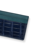 MTO Crocodile Leather Card Holder in Navy - Nomad Watch Works SG