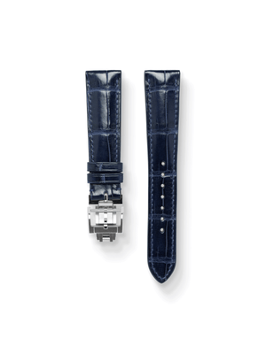 MTO Crocodile Leather Strap in Navy (Semi-Glossy) with Spring Deployant Clasp