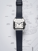 MTO Epsom Leather Strap in Navy for Cartier Santos de Cartier