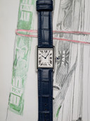 Classic Croc Embossed Leather Strap in Navy