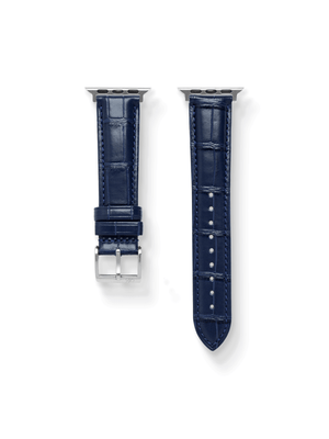Classic Croc Embossed Leather Strap in Navy for Apple Watch - Nomad Watch Works SG