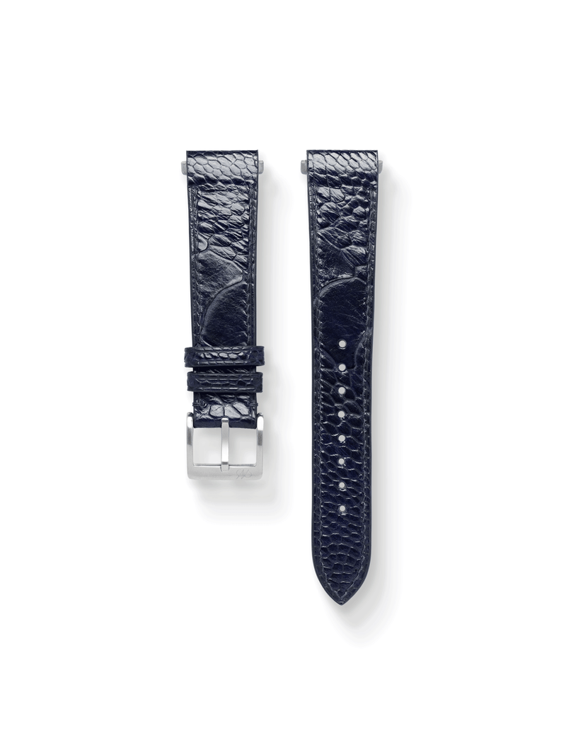 MTO Ostrich Leather Strap in Navy for Cartier Santos de Cartier
