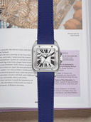 Canvas Pattern FKM Rubber Strap in Navy for Cartier Santos 100