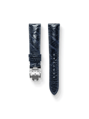 MTO Ostrich Leather Strap in Navy with Spring Deployant Clasp