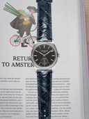 MTO Ostrich Leather Strap in Navy with Spring Deployant Clasp