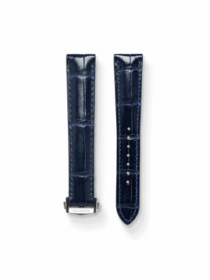 MTO Crocodile Leather Strap in Navy (Semi-Glossy) for Omega Seamaster