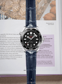 MTO Crocodile Leather Strap in Navy (Semi-Glossy) for Omega Seamaster
