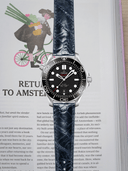 MTO Ostrich Leather Strap in Navy for Omega Seamaster