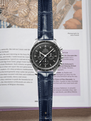 MTO Crocodile Leather Strap in Navy (Semi-Glossy) for Omega Speedmaster