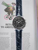 MTO Ostrich Leather Strap in Navy for Omega Speedmaster