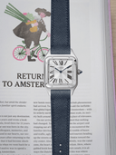 MTO Epsom Leather Strap in Navy for Cartier Santos Dumont