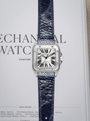 MTO Ostrich Leather Strap in Navy for Cartier Santos 100