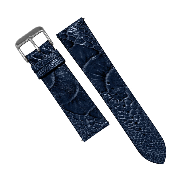 MTO Ostrich Leather Watch Strap in Navy