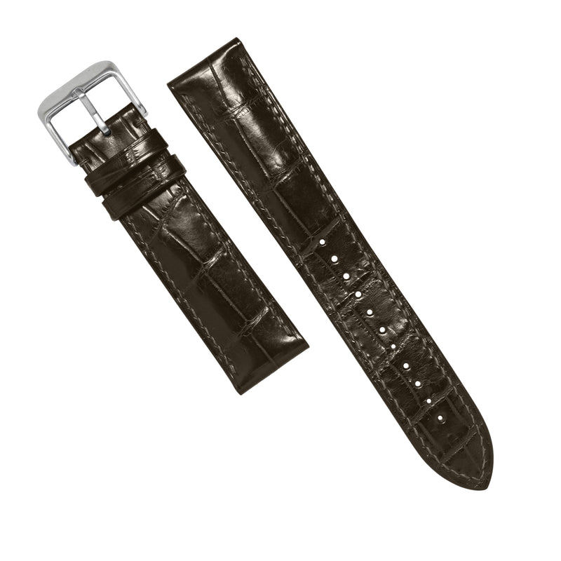 MTO Crocodile Leather Watch Strap in Olive (Glossy)