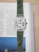 MTO Ostrich Leather Strap in Olive for Cartier Santos Dumont