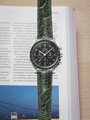 MTO Ostrich Leather Strap in Olive for Omega Speedmaster