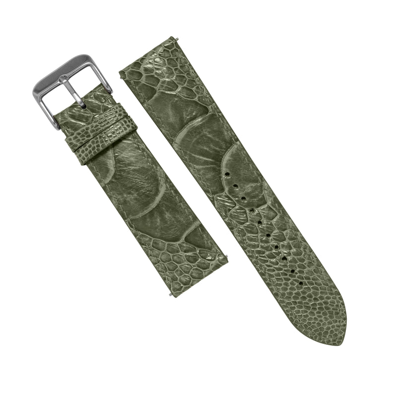 MTO Ostrich Leather Watch Strap in Olive