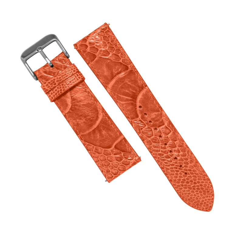 MTO Ostrich Leather Watch Strap in Orange