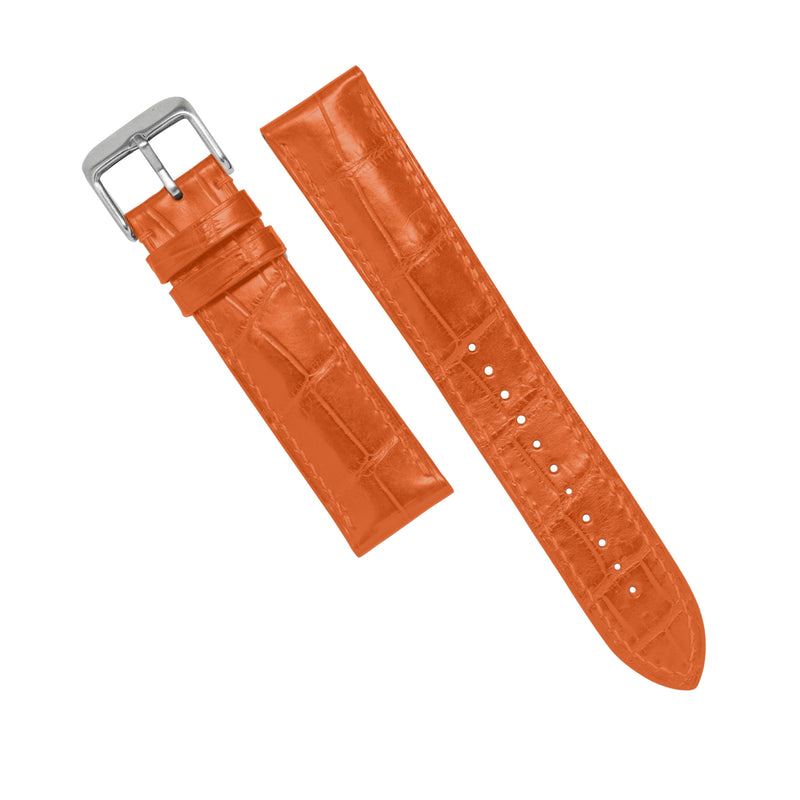 MTO Crocodile Leather Watch Strap in Orange (Non-Glossy)