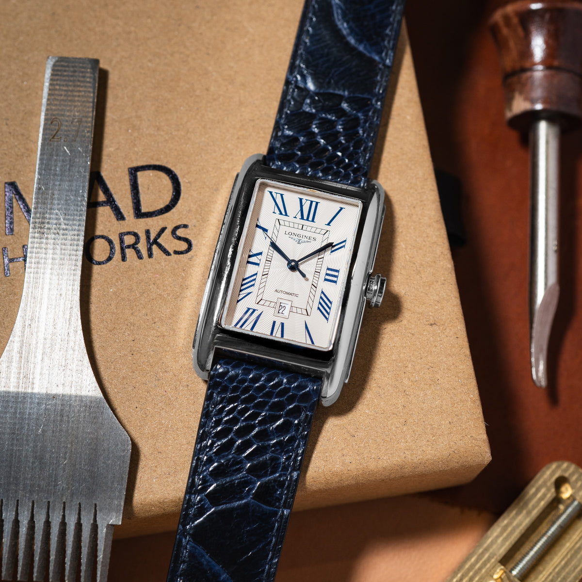 MTO Ostrich Leather Watch Strap in Navy