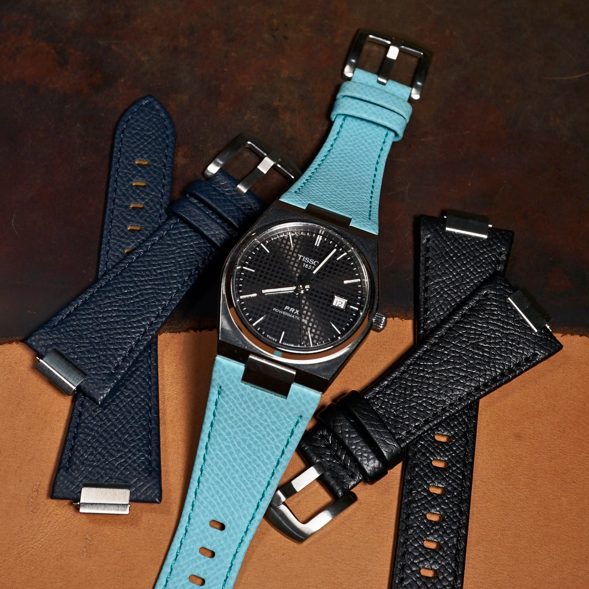 Dress Epsom Leather Strap in Baby Blue (Tissot PRX 40mm) - Nomad Watch Works SG