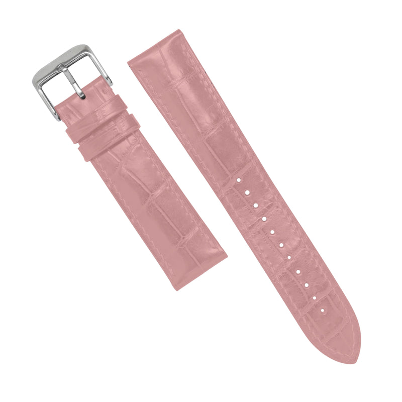 MTO Crocodile Leather Watch Strap in Pink (Matte)