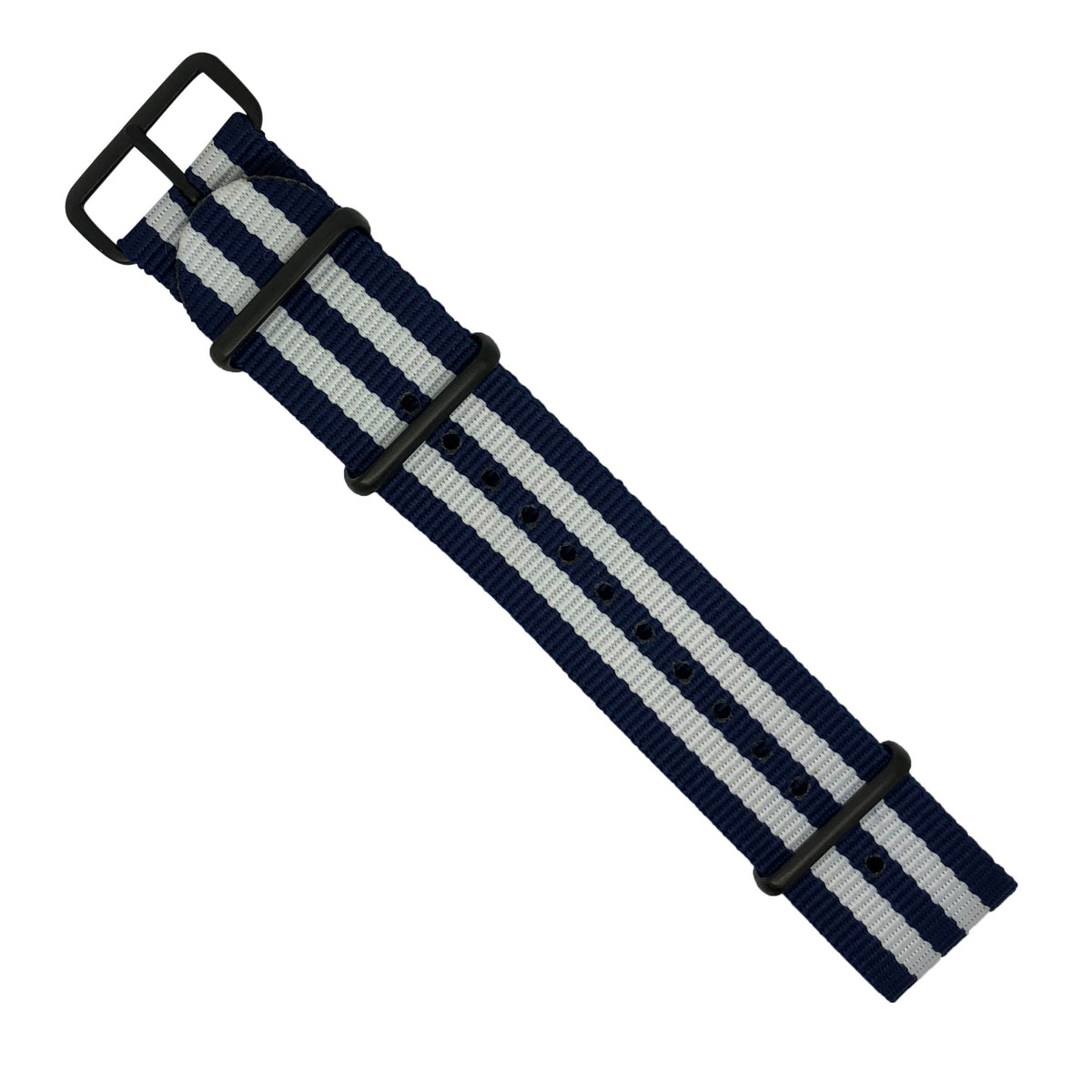 Premium Nato Strap in Black White Small Stripes - Nomad Watch Works SG