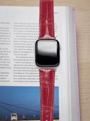 MTO Crocodile Leather Strap in Red (Semi-Glossy) for Apple Watch