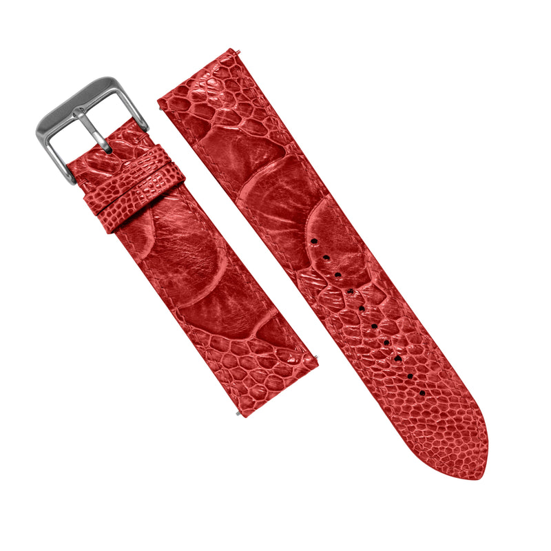 MTO Ostrich Leather Watch Strap in Red