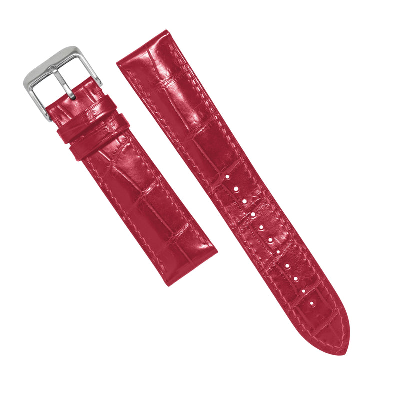 MTO Crocodile Leather Watch Strap in Red (Glossy)