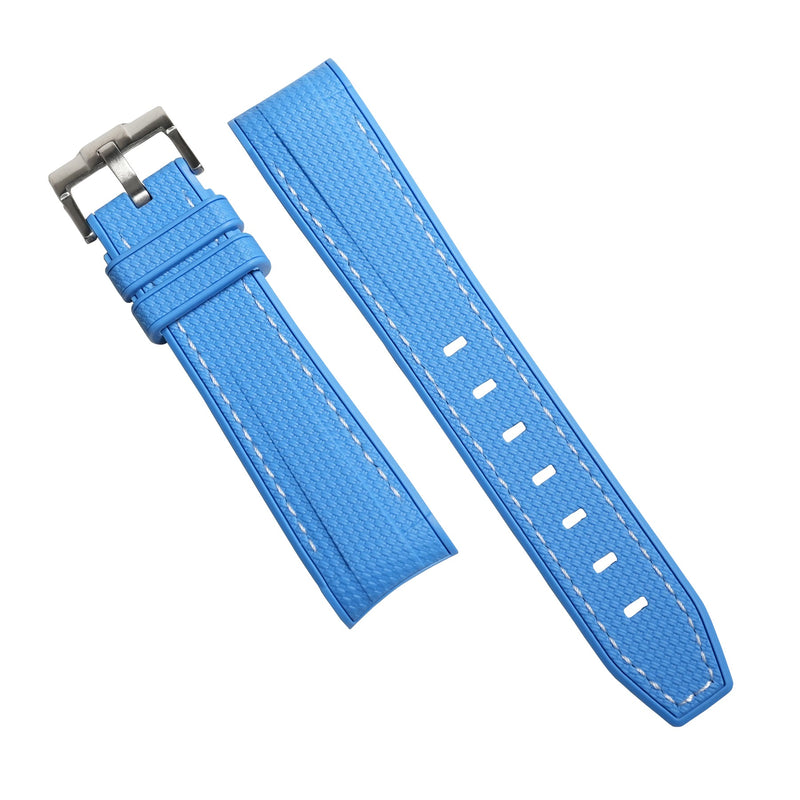 Retro Curved End Rubber Strap for Omega x Swatch Moonswatch in Blue - Nomad Watch Works SG