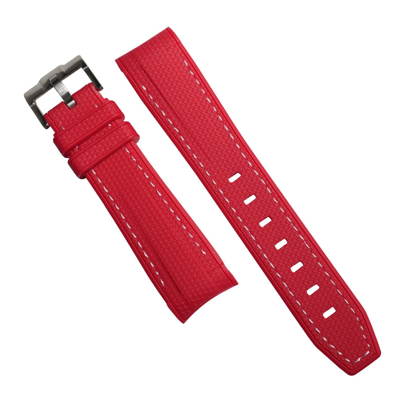 Retro Curved End Rubber Strap for Omega x Swatch Moonswatch in Red - Nomad Watch Works SG