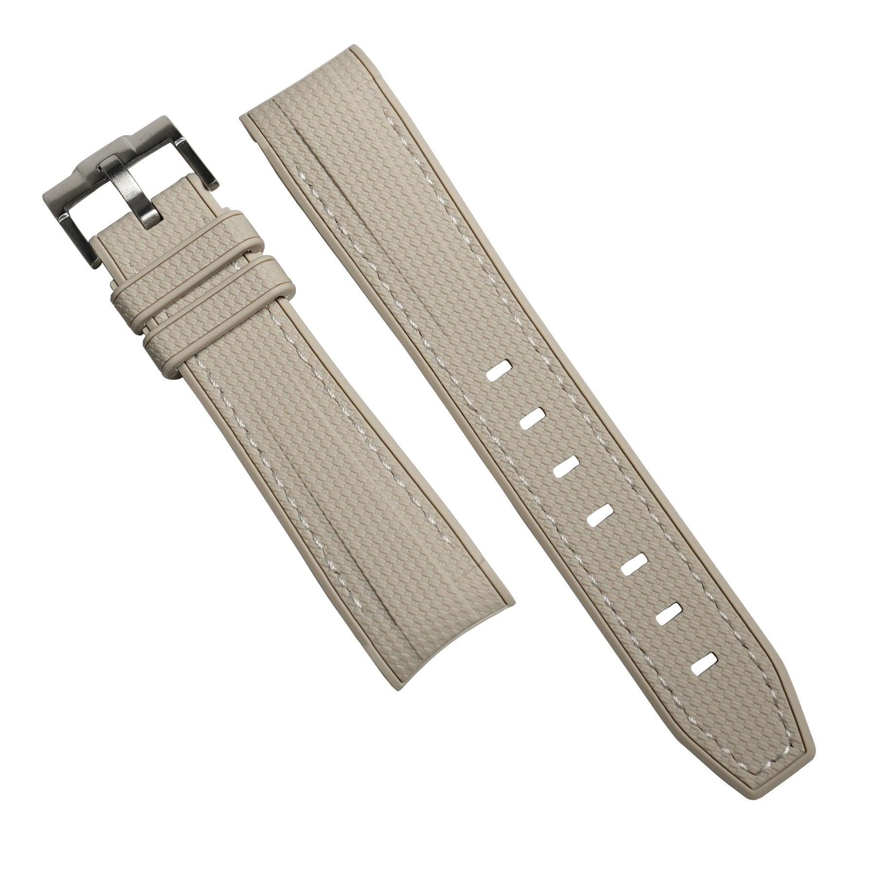 Retro Curved End Rubber Strap for Omega x Swatch Moonswatch in Ash - Nomad Watch Works SG