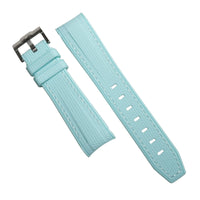 Retro Curved End Rubber Strap for Omega x Swatch Moonswatch in Baby Blue - Nomad Watch Works SG