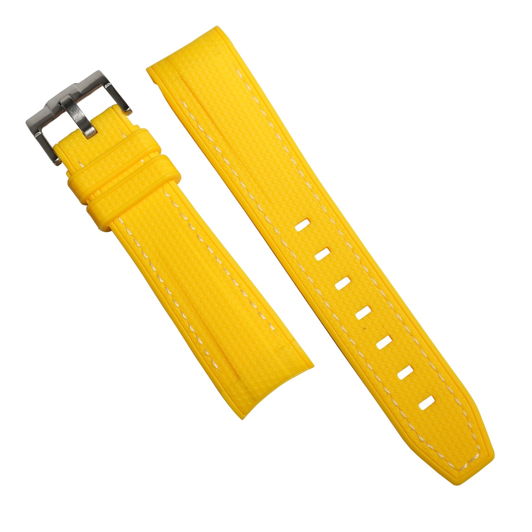 Retro Curved End Rubber Strap for Omega x Swatch Moonswatch in Yellow - Nomad Watch Works SG