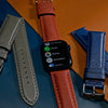 Apple Watch Premium Saffiano Leather Strap in Brown (42, 44, 45, 49mm) - Nomad Watch Works SG