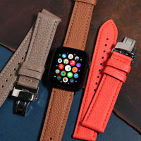 Classic Togo Leather Strap in Tan w/ Butterfly Clasp (Apple Watch)