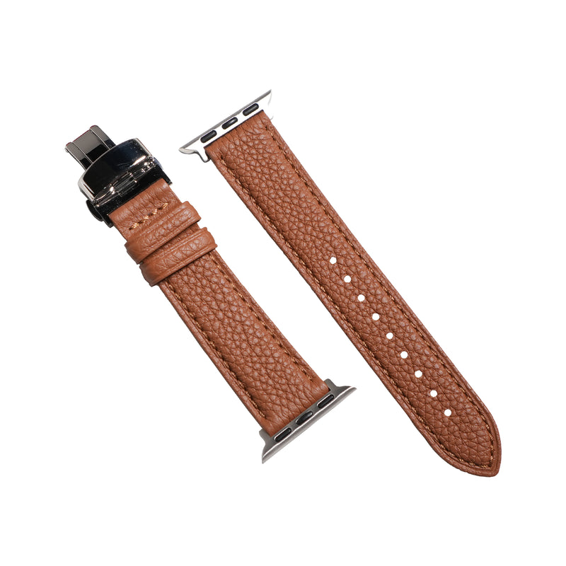 Classic Togo Leather Strap in Tan w/ Butterfly Clasp (Apple Watch)