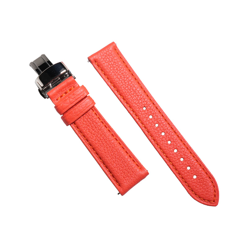 Classic Togo Leather Strap in Orange w/ Butterfly Clasp (Apple Watch)