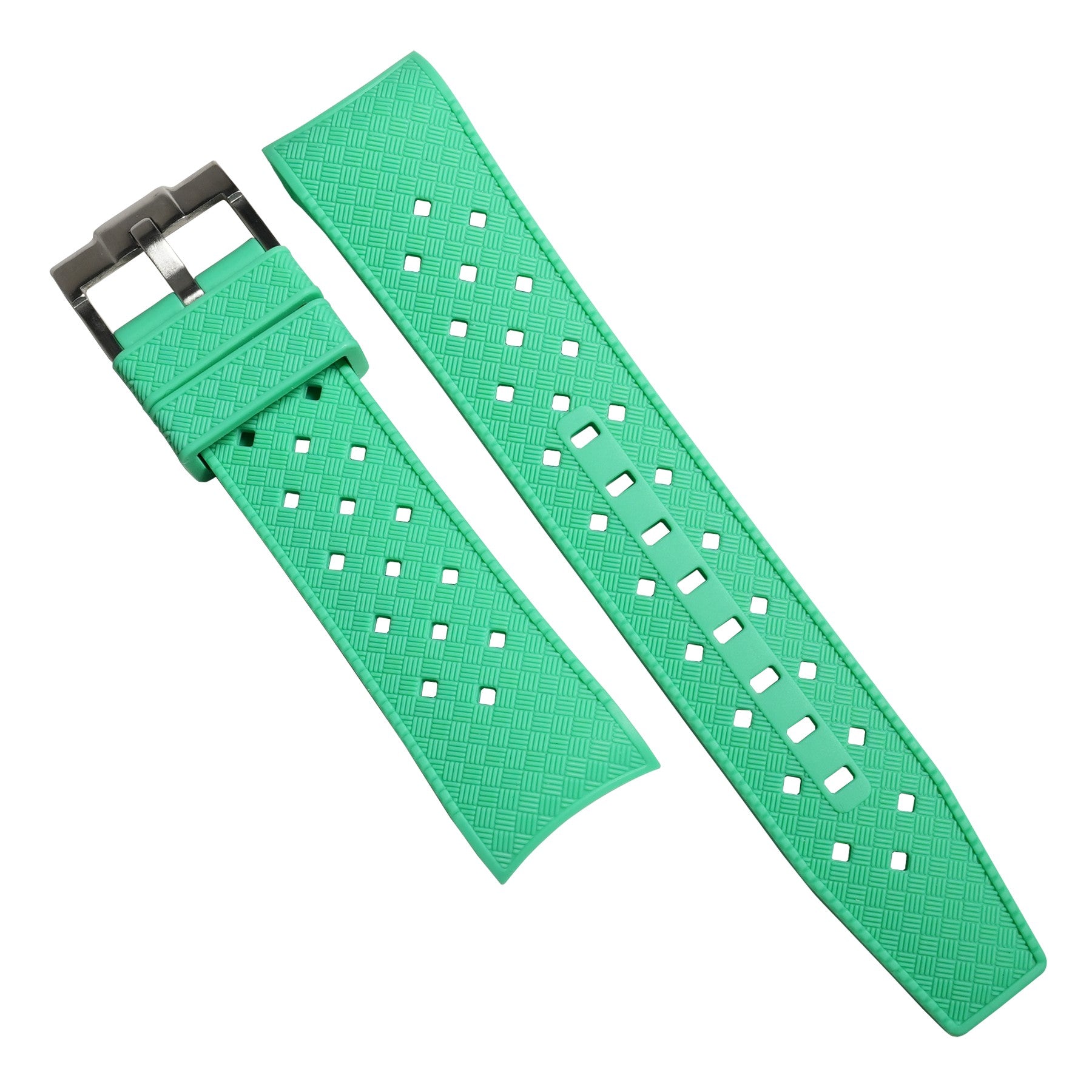Tropic Curved End Rubber Strap for Blancpain x Swatch Scuba Fifty Fathoms in Green - Nomad Watch Works SG